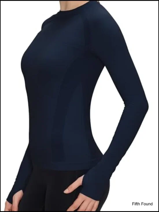 Long Sleeve Compression Workout Top, Athletic Slim Fit, Nursing Underscrub - Picture 5 of 7